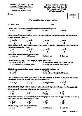 Đề kiểm tra định kì môn Hình - Mă đề thi 326